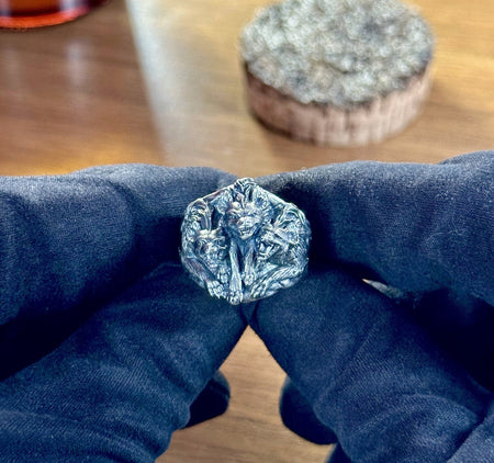 Sterling Silver Hyenas Ring, Animal Ring, Handmade Animal Jewelry, Hyenas Lovers Gift, Savannah Animal Ring, Savannah Lovers Gift