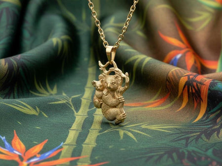 Sterling Silver Koala Pendant with Baby: Handmade Animal Jewelry __etsy:7340329568