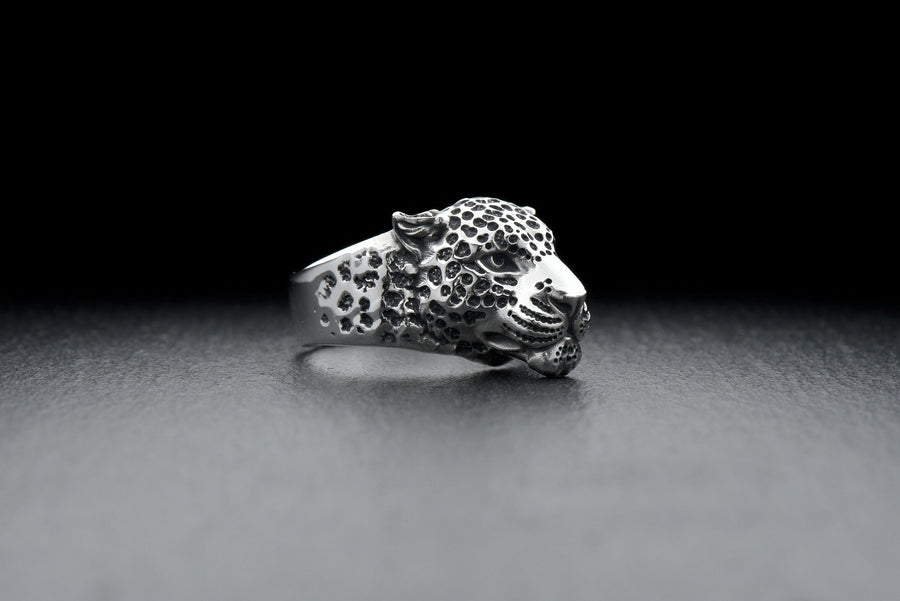 Sterling Silver Leopard Head Ring: Wildlife Statement Jewelry __etsy:7352529106