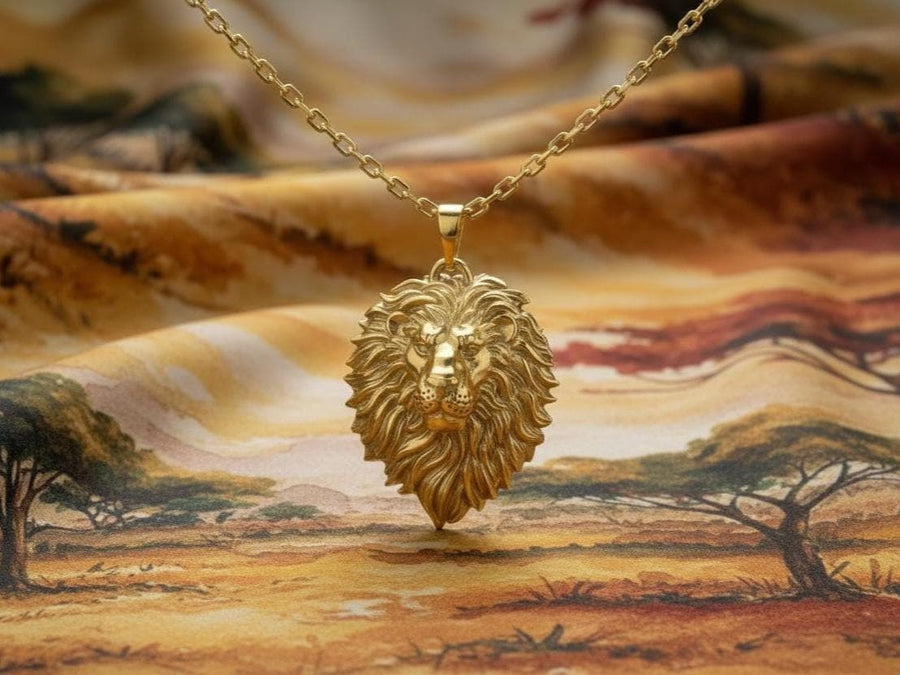 Lion's head silver	pendant for men	animal jewelry	nature jewelry	wild cat ring	lion king __etsy:7400697053