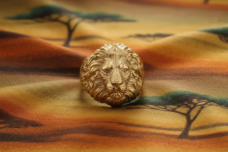 Sterling Silver Lion Head Signet Ring: Handmade Animal Jewelry __etsy:7400547103