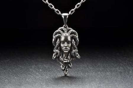 medusa necklace	medusa pendant	sterling silver	medusa jewelry	gorgon pendant	gorgon necklace	gorgon jewelry	greek mythology	medusa headpiece	medusa head	snake	mythology	medusa art __etsy:4170426067