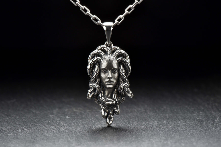 medusa necklace	medusa pendant	sterling silver	medusa jewelry	gorgon pendant	gorgon necklace	gorgon jewelry	greek mythology	medusa headpiece	medusa head	snake	mythology	medusa art __etsy:4170426067