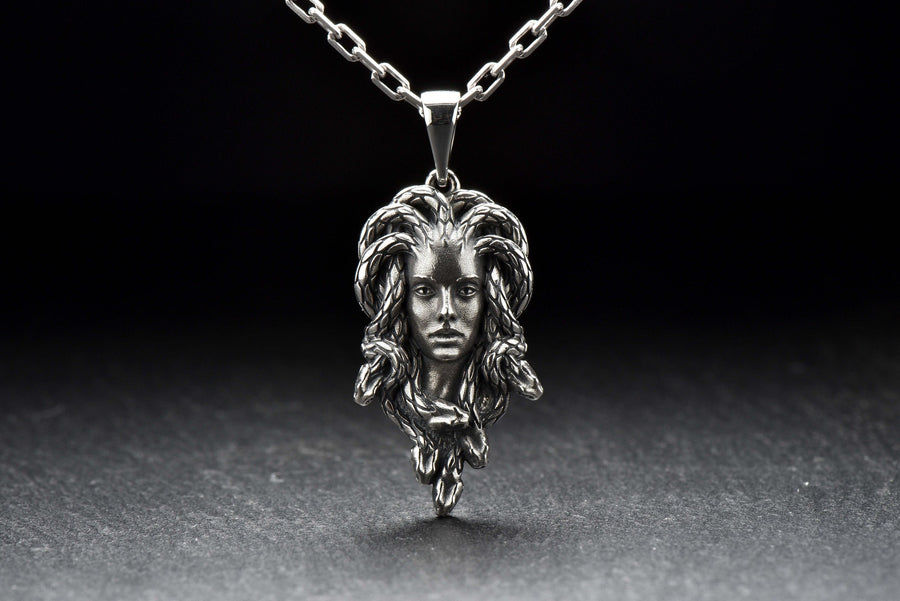medusa necklace	medusa pendant	sterling silver	medusa jewelry	gorgon pendant	gorgon necklace	gorgon jewelry	greek mythology	medusa headpiece	medusa head	snake	mythology	medusa art __etsy:4170426067