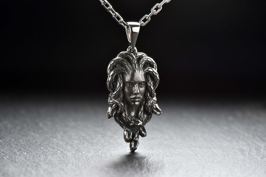 medusa necklace	medusa pendant	sterling silver	medusa jewelry	gorgon pendant	gorgon necklace	gorgon jewelry	greek mythology	medusa headpiece	medusa head	snake	mythology	medusa art __etsy:4170426067