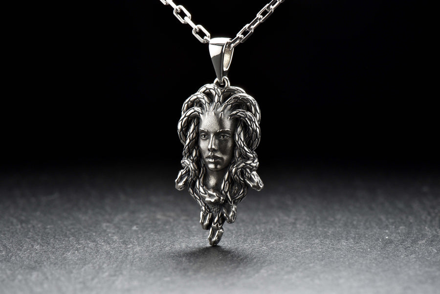 medusa necklace	medusa pendant	sterling silver	medusa jewelry	gorgon pendant	gorgon necklace	gorgon jewelry	greek mythology	medusa headpiece	medusa head	snake	mythology	medusa art __etsy:4170426067