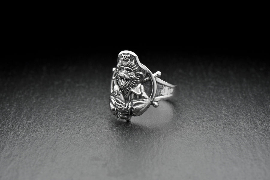 Sterling Silver Monkey Pirate Ring: Handmade Animal Jewelry __etsy:7349811338