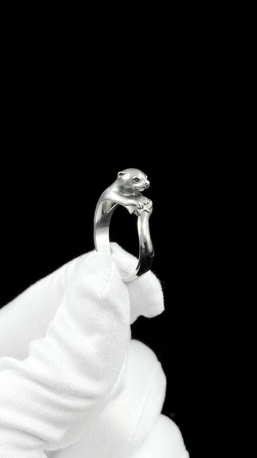 Sterling Silver Otter Ring, Animal Lover Jewelry, Handmade Ring __etsy:7855209740