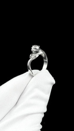 sterling silver, otter ring, animal jewelry, handmade ring, silver animal ring, nature lover gift, gift for her, gift for him, woodland jewelry, otter lover gift, minimalist silver, artisan jewelry, sculptural ring __etsy:7872415019
