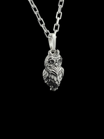 owl necklace, silver owl pendant, bird jewelry, nature necklace, animal charm, forest jewelry, gift for her, gift for him, unisex jewelry, minimalist pendant, boho necklace, woodland gift, owl charm __etsy:7878311198