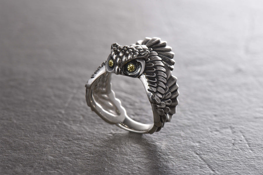 Sterling Silver Owl Ring: Forest Mage, Spirit Animal Jewelry __etsy:6995585558