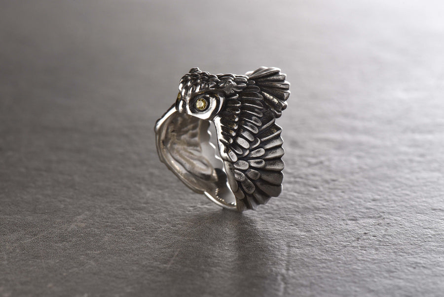 Sterling Silver Owl Ring: Forest Mage, Spirit Animal Jewelry __etsy:6995585558