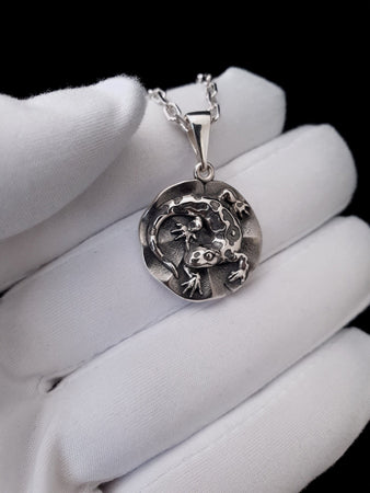 Sterling Silver Pendant Salamander, Animal Pendant, Salamander Lovers Necklace, Handmade Animal Necklace, Animal Lovers Jewelry