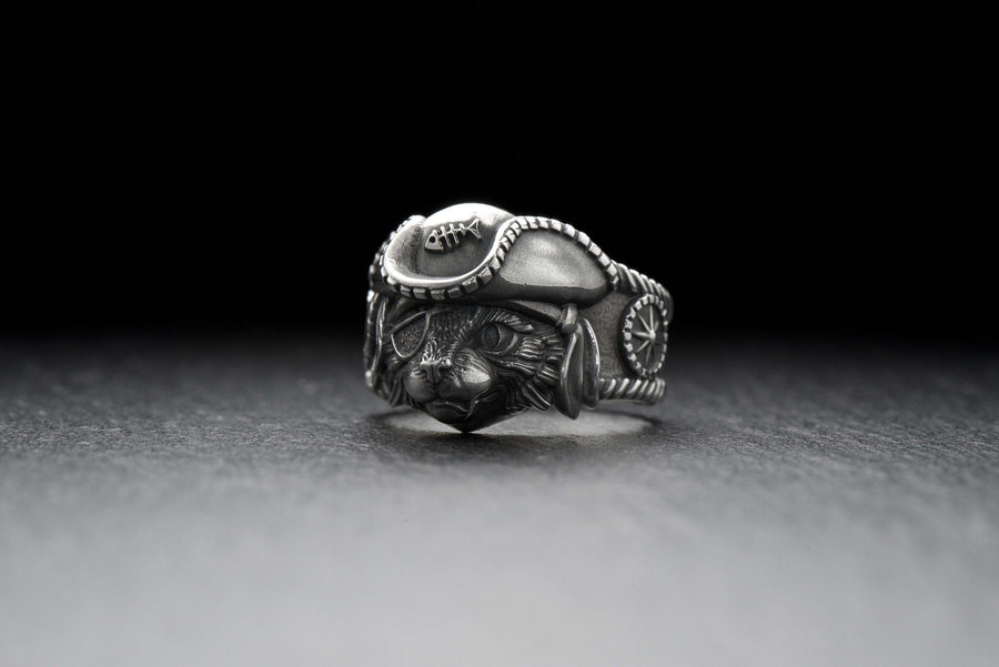 Sterling Silver Pirate Cat Ring: Animal Lover Jewelry __etsy:7409876301