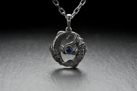 Sterling Silver Pisces Pendant, Handmade Pendant Fish, Fish Jewelry, Fish Necklace, Sea Lovers Gift, Pisces Jewelry, Pisces Lovers Jewelry