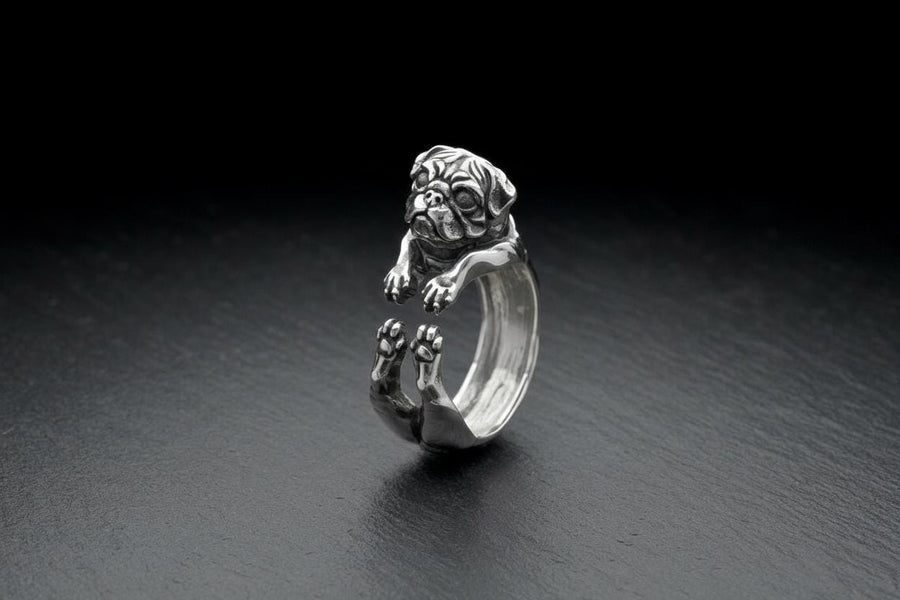 Sterling Silver Pug Ring: Handmade Dog Lover Jewelry __etsy:7401704341
