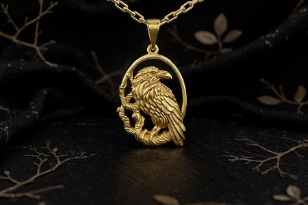 Sterling Silver Raven Pendant Necklace: Norse Viking Amulet __etsy:7040958613