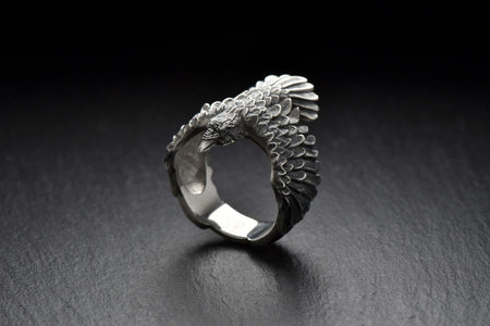 Crow silver ring	raven silver ring	crow jewelry	raven	crown	gothic	ring	bird __etsy:4169867293