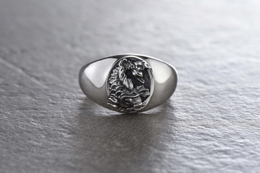 Sterling Silver Ring Carp, Fish Lovers Jewelry, Handmade Fish Ring, Sea Creature Lovers Gift, Animal Ring, Sea Creature Ring, Gift Idea