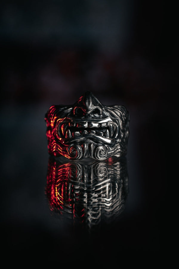 Sterling Silver Samurai Mask Ring: Japanese Warrior Jewelry