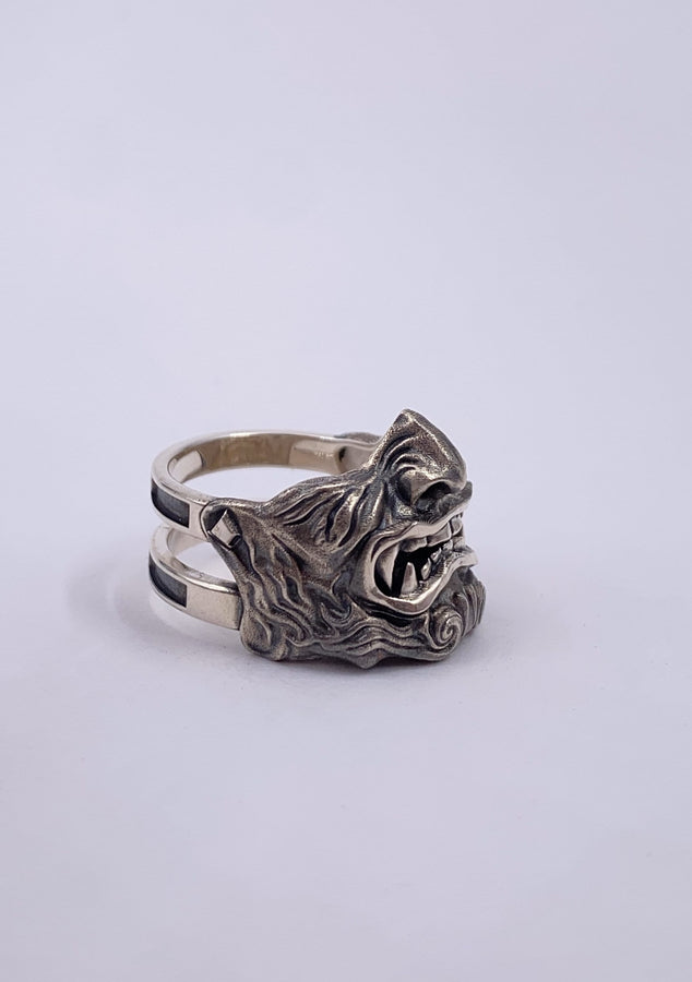 Sterling Silver Samurai Mask Ring: Japanese Warrior Jewelry