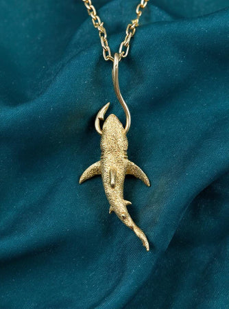 Sterling Silver Shark Pendant: Handmade Oxidized Animal Jewelry __etsy:7040294977