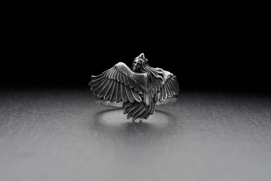 Sterling Silver Siren Ring,  Mythology Lovers Gift, Handmade Mythology Jewelry, Antique Silver Ring, Ancient Ring