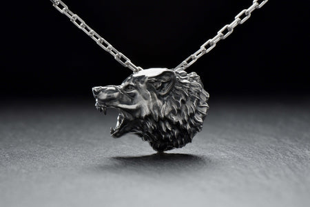 werewolf	werewolf jewelry	werewolf silver	wolf pendant	wolf art	wolf jewelry	wolf necklace	wolves	wolf talisman	wolf head necklace	wolf amulet	wolf men gift	collier de loup
