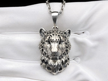 Sterling Silver Snow Leopard Pendant: Handmade Animal Jewelry __etsy:7352070982