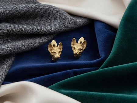 Sterling Silver Sphynx Cat Earrings – Modern Feline Studs __etsy:7412269903