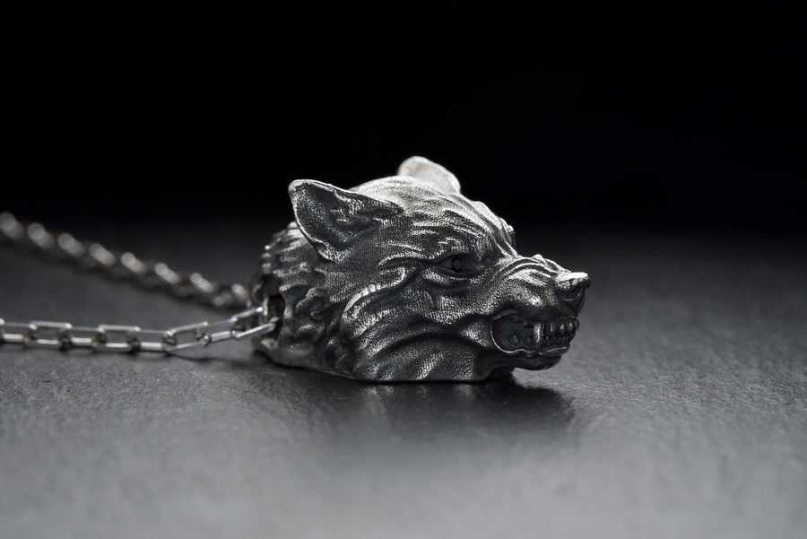Sterling Silver Werewolf Pendant Necklace: Gothic Wolf Amulet __etsy:7369409752