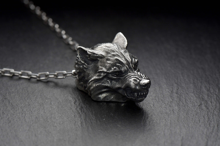 Sterling Silver Werewolf Pendant Necklace: Gothic Wolf Amulet __etsy:7369409752