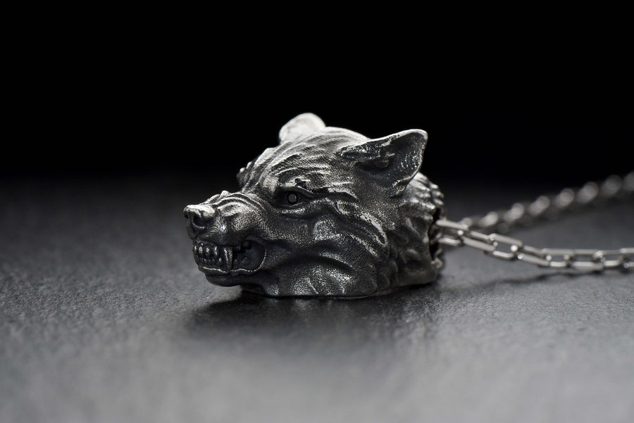 Sterling Silver Werewolf Pendant Necklace: Gothic Wolf Amulet __etsy:7369409752