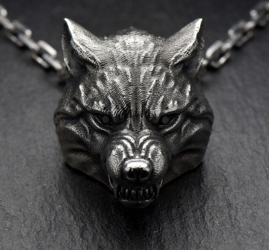 Sterling Silver Werewolf Pendant Necklace: Gothic Wolf Amulet __etsy:7369409752