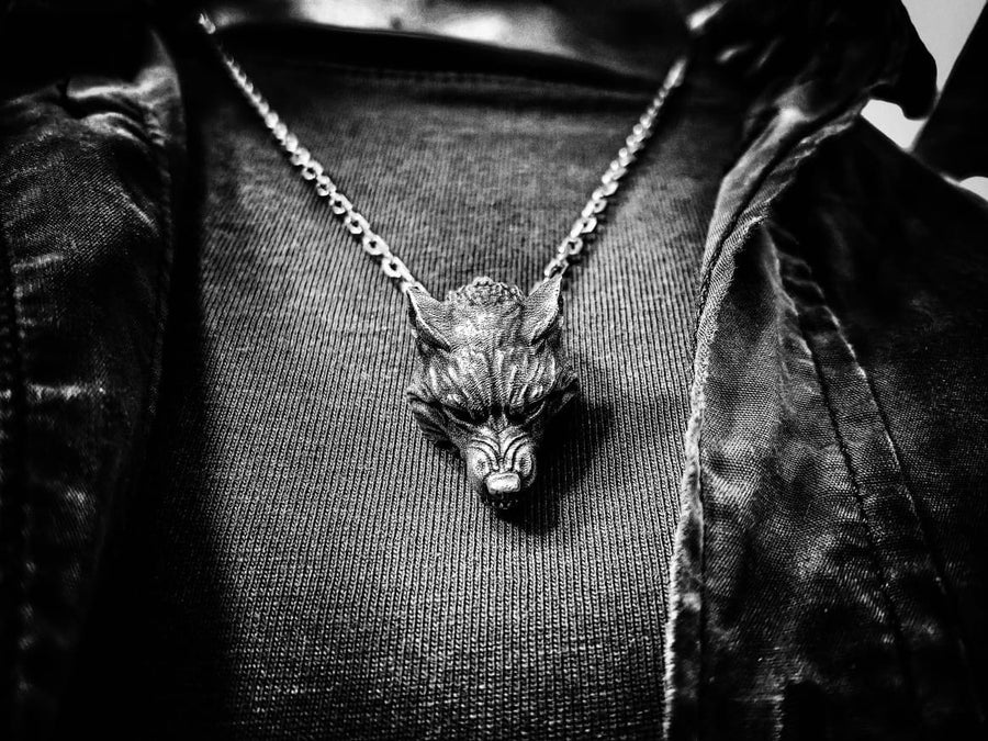 Sterling Silver Werewolf Pendant Necklace: Gothic Wolf Amulet __etsy:7369409752