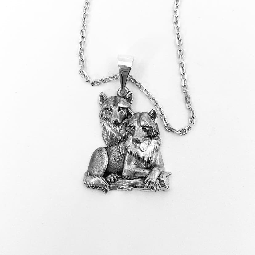 wolf pendant	wolf talisman	wolf head necklace	wolf amulet	Wolf Halskette	collier de loup	Wolf Men Necklace