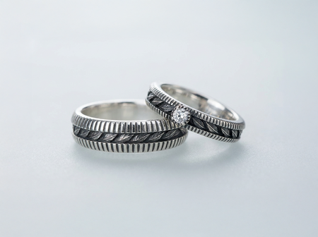 Fluted Sterling Silver Wedding Ring Set: Blue Topaz Accent