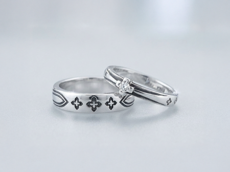 Gothic Sterling Silver Wedding Ring Set, Red Gemstone, Cathedral Bridal Bands