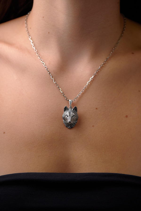 Wolf Silver Pendant – Sterling Silver Wolf Head Necklace | Symbol of Strength and Loyalty Gift for Him or Her __etsy:5574010825