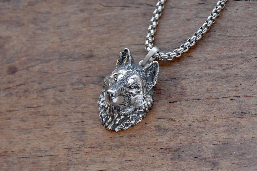Wolf Silver Pendant – Sterling Silver Wolf Head Necklace | Symbol of Strength and Loyalty Gift for Him or Her __etsy:5574010825