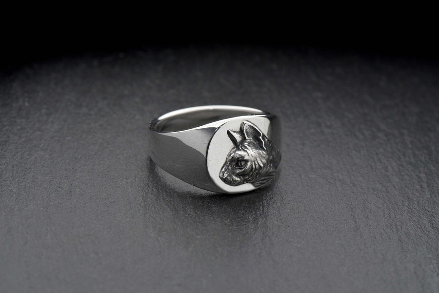Sterling Silver Sphynx Cat Signet Ring: Handmade Pet Jewelry (etsy image id: 7358474182)