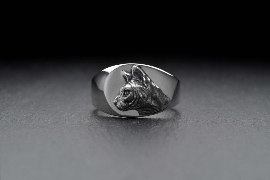 Sterling Silver Sphynx Cat Signet Ring: Handmade Pet Jewelry (etsy image id: 7358474182)
