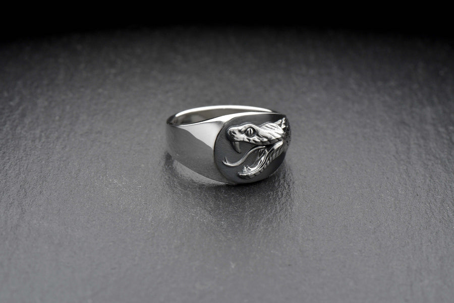 Signet ring	Animal ring	Snake signet ring	Silver snake ring	snake jewelry	reptile jewelry (etsy image id: 4099413107)
