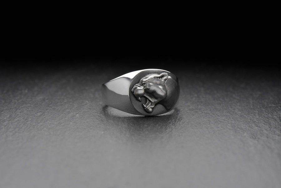 Signet ring	men ring	men jewelry	jewelry for men	Panther silver ring	Panther jewelry	wild cat jewelry	panther art	wild cat art	panther ring	panther	wild cat ring	hunter gift (etsy image id: 7400075087)