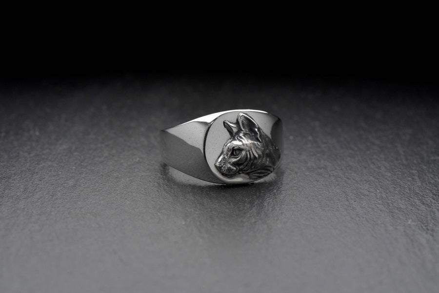 Sterling Silver Sphynx Cat Signet Ring: Handmade Pet Jewelry (etsy image id: 7358474182)