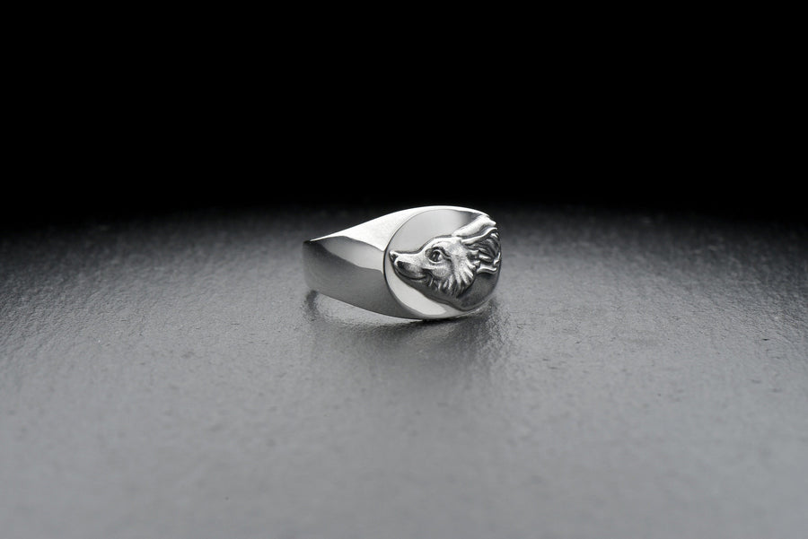 Check out this stunning fennec signet ring!  The sleek and modern design is perfectly complemented by the adorable fennec fox emblem, making it the perfect accessory for anyone who loves to stand out from the crowd. (etsy image id: 4112791559)