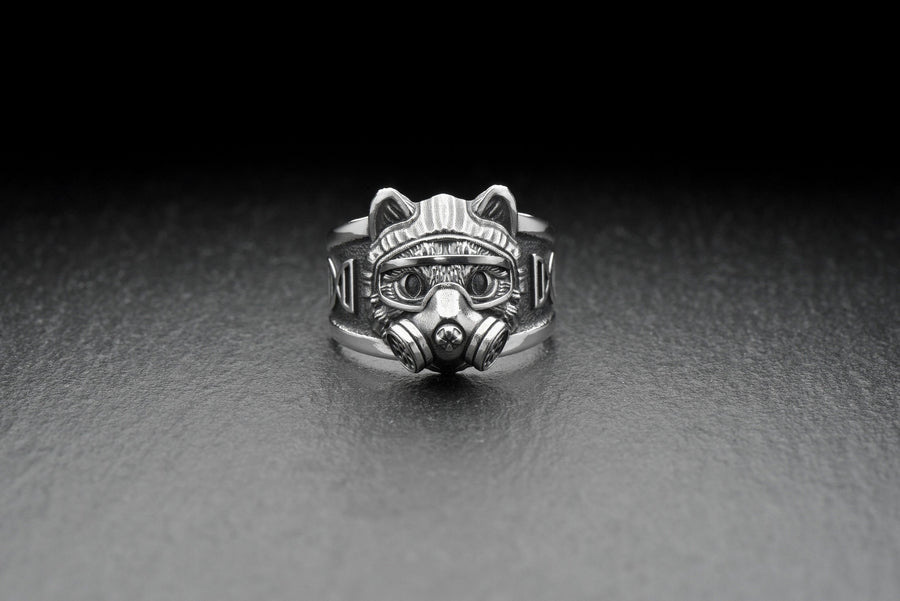 Sterling Silver Chemist Cat Ring, Science Jewelry