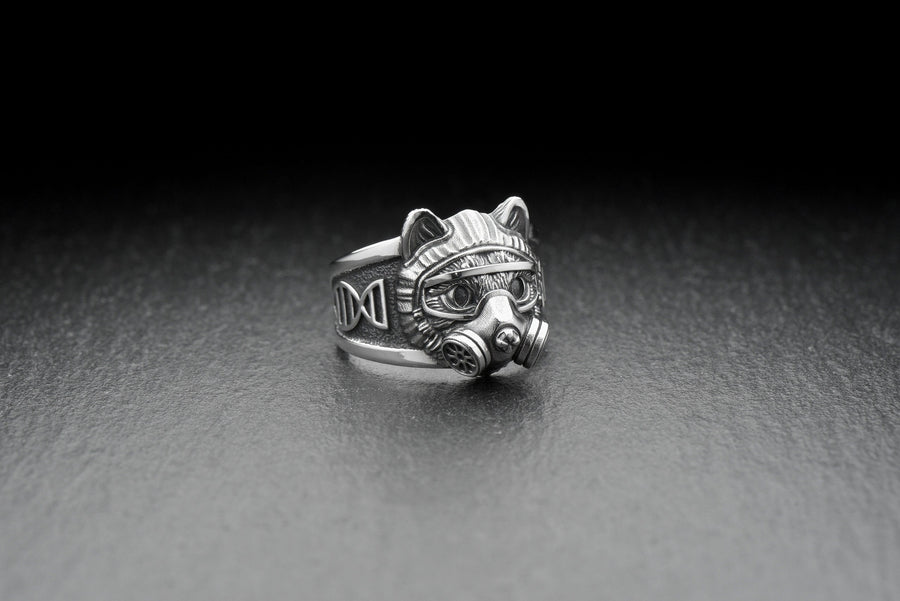 Sterling Silver Chemist Cat Ring, Science Jewelry
