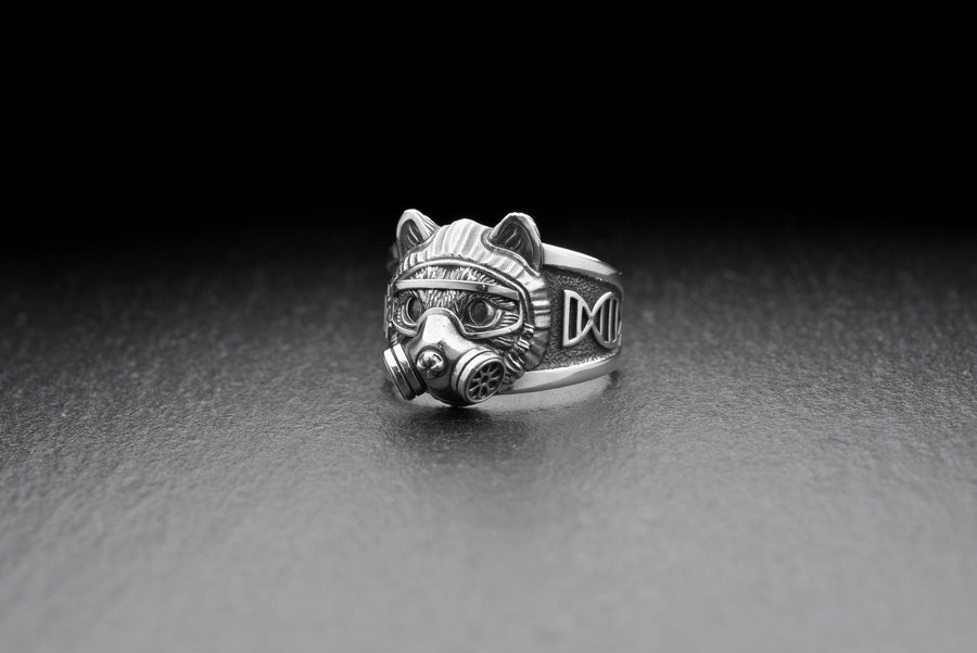 Sterling Silver Chemist Cat Ring, Science Jewelry