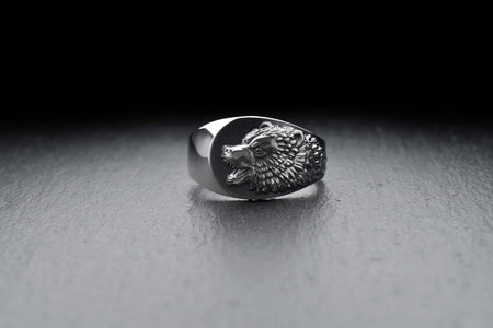 Signet ring	men's jewelry	silver signet ring	animal silver ring	signet silver ring	men ring	men jewelry	jewelry for men	Bear silver ring	bear art	grizzly bear ring	bear jewelry	Angry bear jewelry (etsy image id: 4122440217)